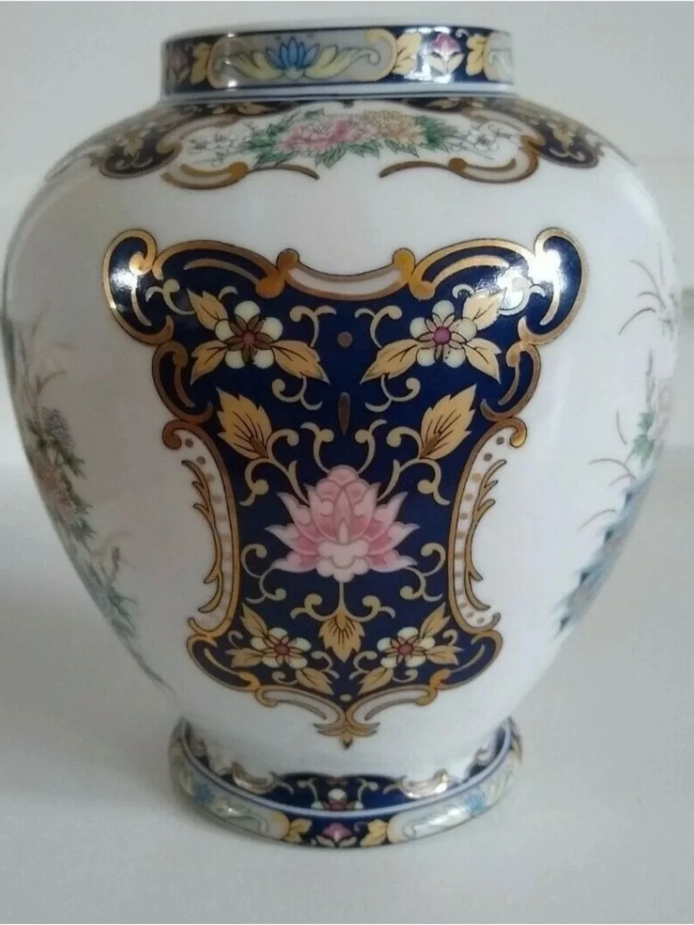Decorative Peacock Porcelain Vase - White with Multicolor Design